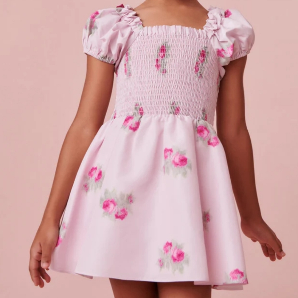 LOVE SHACK FANCY Girls Mazina Dress Berry Moment
